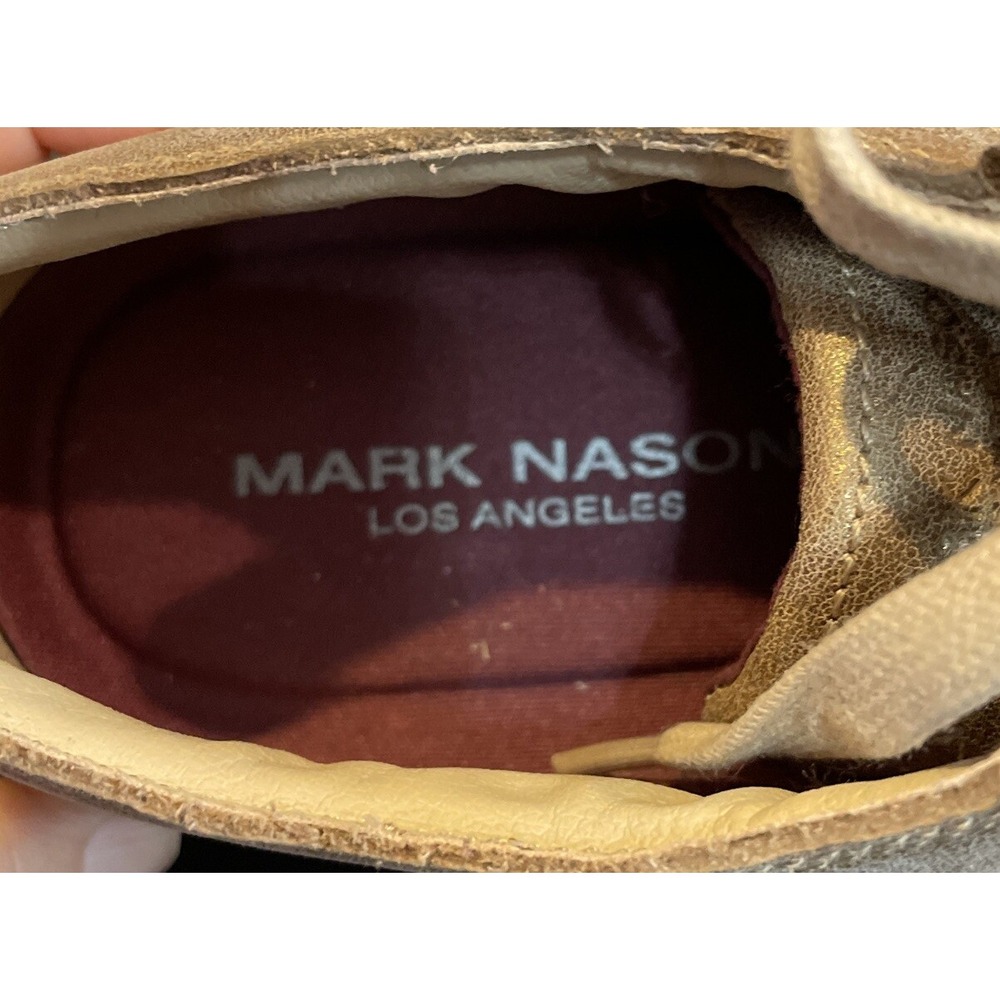 Mark Nason Womens 8.5 Sneakers Gold Metallic Leather Low Top Lace Up Preppy - Picture 3 of 7